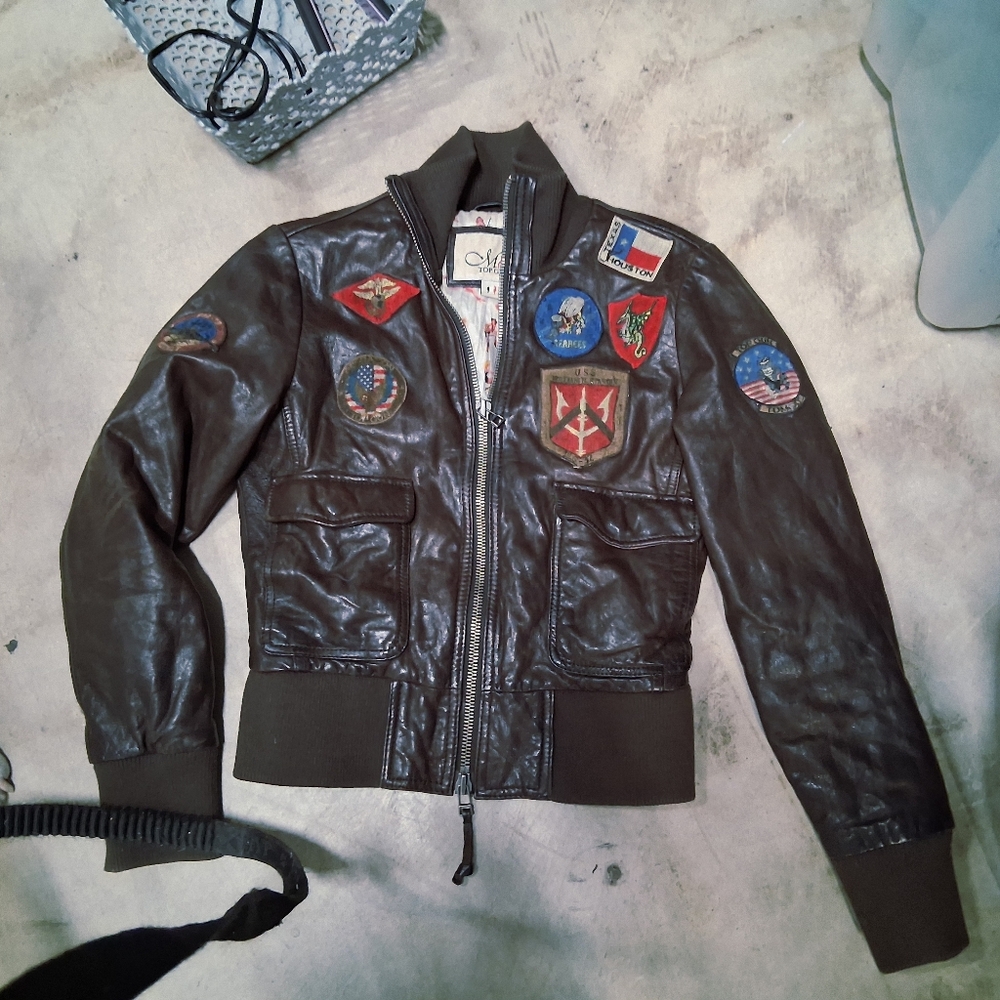 Women's Brown Leather Bomber Jacket